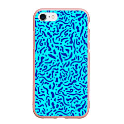 Чехол iPhone 7/8 матовый Неоновые синие узоры, цвет: 3D-светло-розовый
