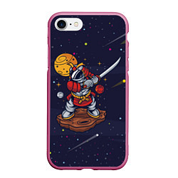 Чехол iPhone 7/8 матовый Космический самурай, цвет: 3D-малиновый