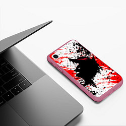 Чехол iPhone 7/8 матовый БЕРСЕРК краска брызги, цвет: 3D-малиновый — фото 2