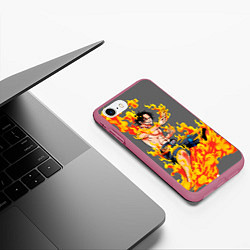 Чехол iPhone 7/8 матовый Портгас Д Эйс из One Piece, цвет: 3D-малиновый — фото 2