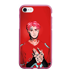 Чехол iPhone 7/8 матовый Red Lil Peep, цвет: 3D-малиновый