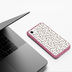 Чехол iPhone 7/8 матовый Рожицы, цвет: 3D-малиновый — фото 2