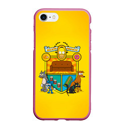 Чехол iPhone 7/8 матовый Simpsons nation, цвет: 3D-малиновый