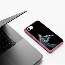 Чехол iPhone 7/8 матовый Том Круз, цвет: 3D-малиновый — фото 2