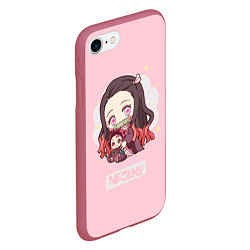 Чехол iPhone 7/8 матовый Baby Nezuko, цвет: 3D-малиновый — фото 2