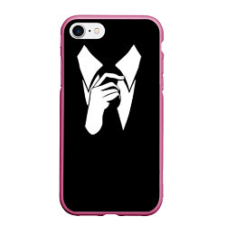 Чехол iPhone 7/8 матовый Смокинг Поправляю галстук, цвет: 3D-малиновый