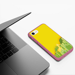 Чехол iPhone 7/8 матовый Милый жираф в кактусах, цвет: 3D-малиновый — фото 2