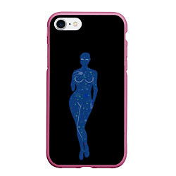 Чехол iPhone 7/8 матовый Девушка космос, цвет: 3D-малиновый