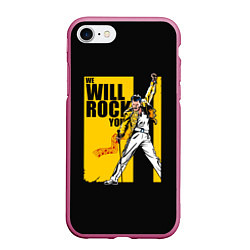 Чехол iPhone 7/8 матовый We will rock you, цвет: 3D-малиновый