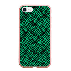 Чехол iPhone 7/8 матовый Абстрактный зелено-черный узор, цвет: 3D-светло-розовый