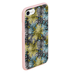Чехол iPhone 7/8 матовый Черно оливковый цветочный, цвет: 3D-светло-розовый — фото 2