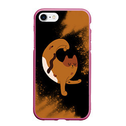 Чехол iPhone 7/8 матовый Кошачья Йога - Взрыв, цвет: 3D-малиновый