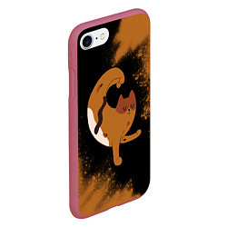 Чехол iPhone 7/8 матовый Кошачья Йога - Взрыв, цвет: 3D-малиновый — фото 2
