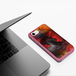 Чехол iPhone 7/8 матовый Единорог Unicorn Z, цвет: 3D-малиновый — фото 2