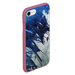 Чехол iPhone 7/8 матовый Серо-синее абстрактное, цвет: 3D-малиновый — фото 2