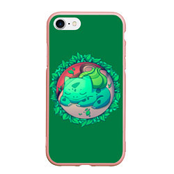 Чехол iPhone 7/8 матовый Спящий Бульбазавр, цвет: 3D-светло-розовый