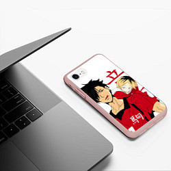 Чехол iPhone 7/8 матовый Куроо и Кенма, Haikyuu!!, цвет: 3D-светло-розовый — фото 2