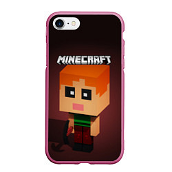 Чехол iPhone 7/8 матовый MINECRAFT МАЙНКРАФТ Z, цвет: 3D-малиновый