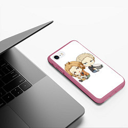 Чехол iPhone 7/8 матовый Акихико и Харуки Чиби, цвет: 3D-малиновый — фото 2