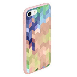 Чехол iPhone 7/8 матовый Абстрактный бежево-синий узор, цвет: 3D-светло-розовый — фото 2