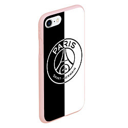 Чехол iPhone 7/8 матовый ФК ПСЖ PSG BLACK & WHITE, цвет: 3D-светло-розовый — фото 2