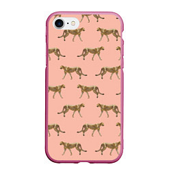 Чехол iPhone 7/8 матовый Гепарды на розовом, цвет: 3D-малиновый