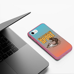 Чехол iPhone 7/8 матовый Медведь экстремальный спорт, цвет: 3D-малиновый — фото 2