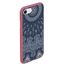 Чехол iPhone 7/8 матовый Серый восточный орнамент мандала, цвет: 3D-малиновый — фото 2