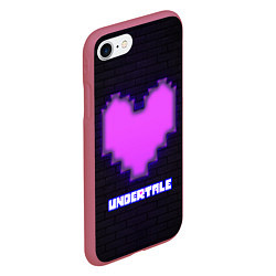 Чехол iPhone 7/8 матовый UNDERTALE PURPLE HEART, цвет: 3D-малиновый — фото 2