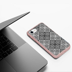 Чехол iPhone 7/8 матовый Черно-белый орнамент, цвет: 3D-светло-розовый — фото 2