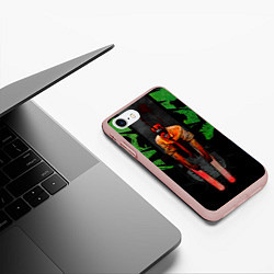 Чехол iPhone 7/8 матовый Дэндзи человек-бензопила, цвет: 3D-светло-розовый — фото 2