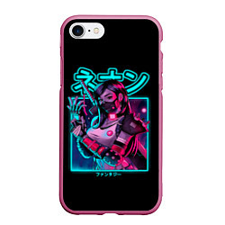 Чехол iPhone 7/8 матовый Neon girl, цвет: 3D-малиновый