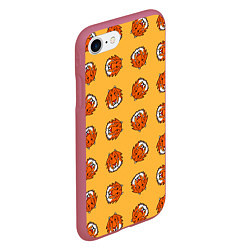 Чехол iPhone 7/8 матовый Тигры паттерн, цвет: 3D-малиновый — фото 2