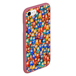 Чехол iPhone 7/8 матовый Матрёшки, цвет: 3D-малиновый — фото 2