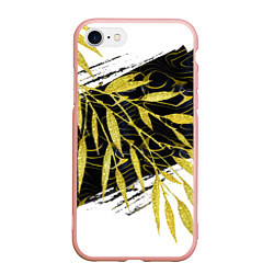 Чехол iPhone 7/8 матовый Абстракция с золотыми листьями