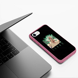 Чехол iPhone 7/8 матовый Сенку Ишигами в квадрате, цвет: 3D-малиновый — фото 2