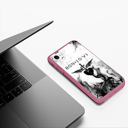 Чехол iPhone 7/8 матовый BON JOVI HEART СЕРДЦЕ, цвет: 3D-малиновый — фото 2