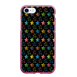 Чехол iPhone 7/8 матовый Парад звезд, цвет: 3D-малиновый