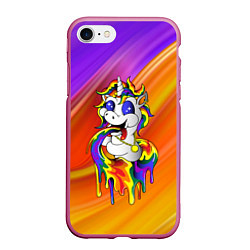 Чехол iPhone 7/8 матовый Единорог Unicorn Rainbow Z, цвет: 3D-малиновый