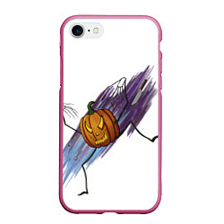 Чехол iPhone 7/8 матовый Агрессивная тыква, цвет: 3D-малиновый