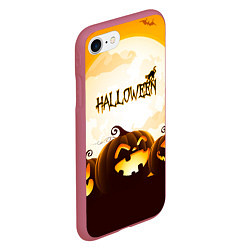 Чехол iPhone 7/8 матовый HALLOWEEN ХЭЛЛОУИН ТЫКВЫ, цвет: 3D-малиновый — фото 2