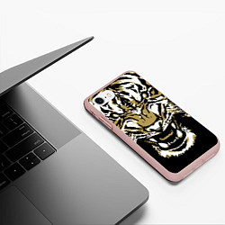 Чехол iPhone 7/8 матовый Рычание джунглей, цвет: 3D-светло-розовый — фото 2