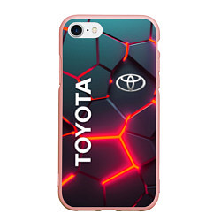 Чехол iPhone 7/8 матовый TOYOTA 3D NEON ТОЙОТА 3Д ПЛИТЫ НЕОН, цвет: 3D-светло-розовый