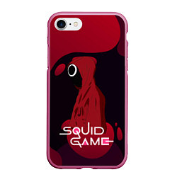 Чехол iPhone 7/8 матовый Игра в кальмара Red Black, цвет: 3D-малиновый
