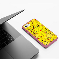 Чехол iPhone 7/8 матовый ПИКАЧУ ПОКЕМОН PIKA PIKA, цвет: 3D-малиновый — фото 2