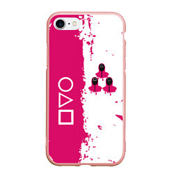 Чехол iPhone 7/8 матовый Игра в кальмара геометрические фигуры, цвет: 3D-светло-розовый