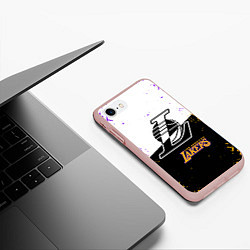 Чехол iPhone 7/8 матовый Коби Брайант Los Angeles Lakers,, цвет: 3D-светло-розовый — фото 2