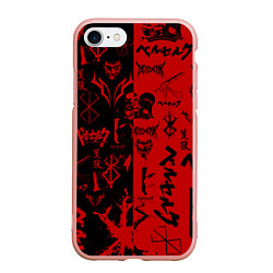 Чехол iPhone 7/8 матовый BERSERK BLACK RED БЕРСЕРК ПАТТЕРН, цвет: 3D-светло-розовый