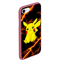 Чехол iPhone 7/8 матовый PIKACHU PIKA PIKA РАЗРЯДЫ МОЛНИЙ, цвет: 3D-малиновый — фото 2