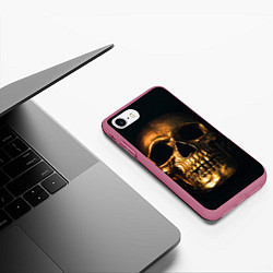 Чехол iPhone 7/8 матовый Gold Skull, цвет: 3D-малиновый — фото 2